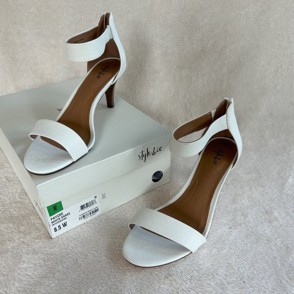 Style & Co Paycee White Snake Sandal - Brand New Never Worn